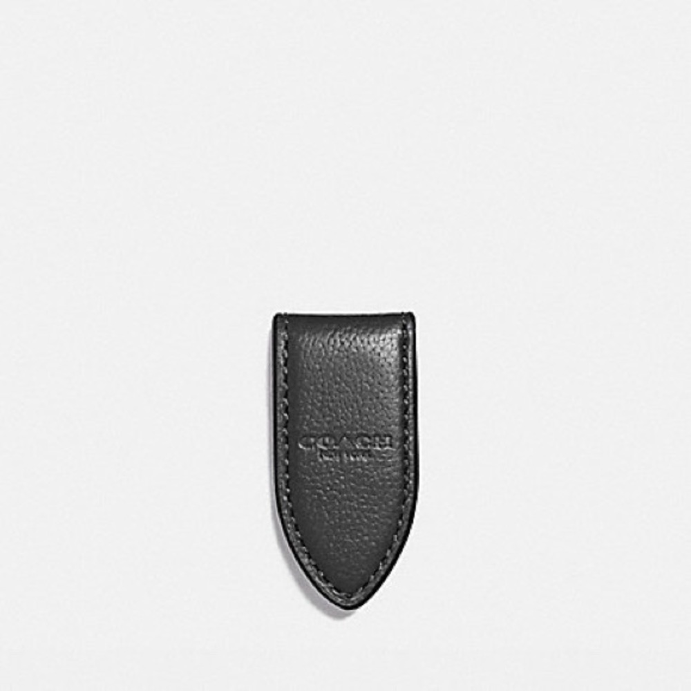 NWT AUTHENTIC BLACK LEATHER COACH MONEY CLIP
